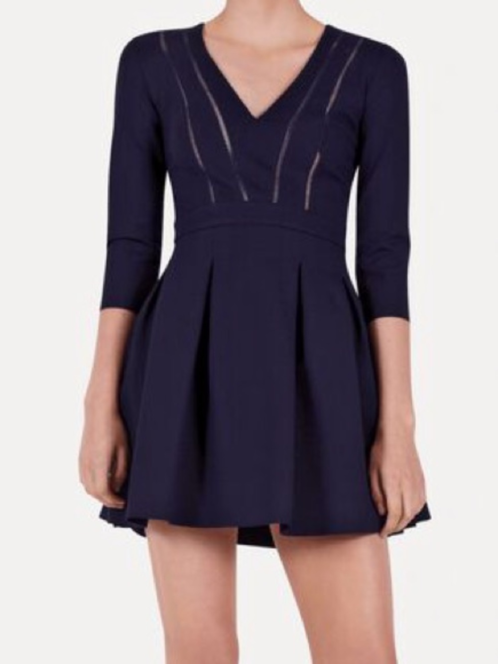 ba&sh Nara Navy Fit & Flare Mini Dress Size 1 XS French Girl Cocktail
